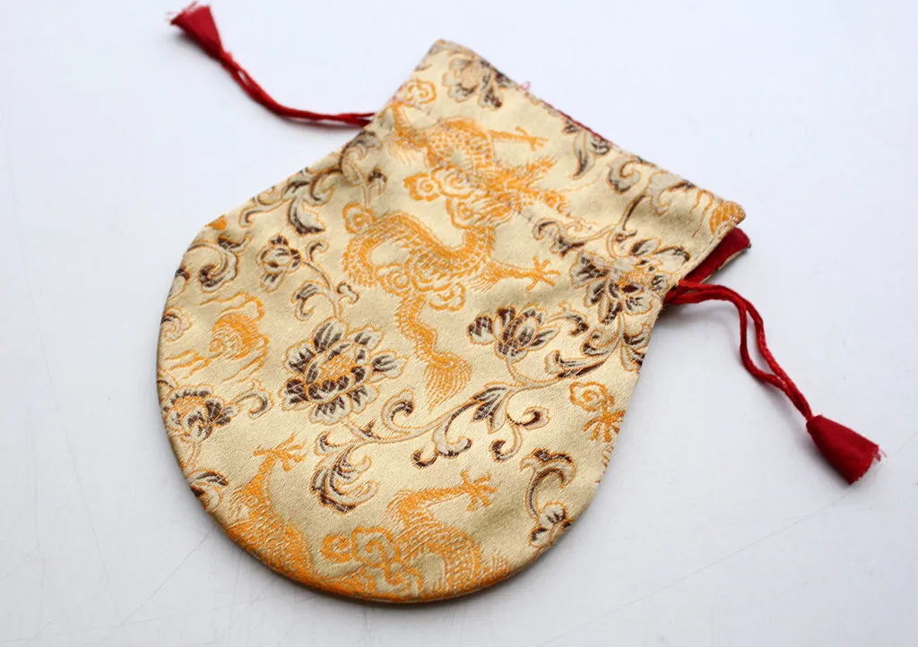 Colorful Silk Brocade Drawstring Mala Bag