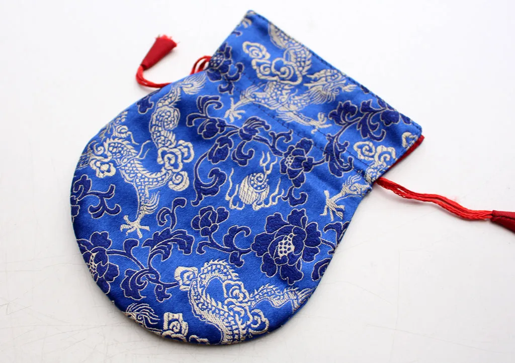 Colorful Silk Brocade Drawstring Mala Bag