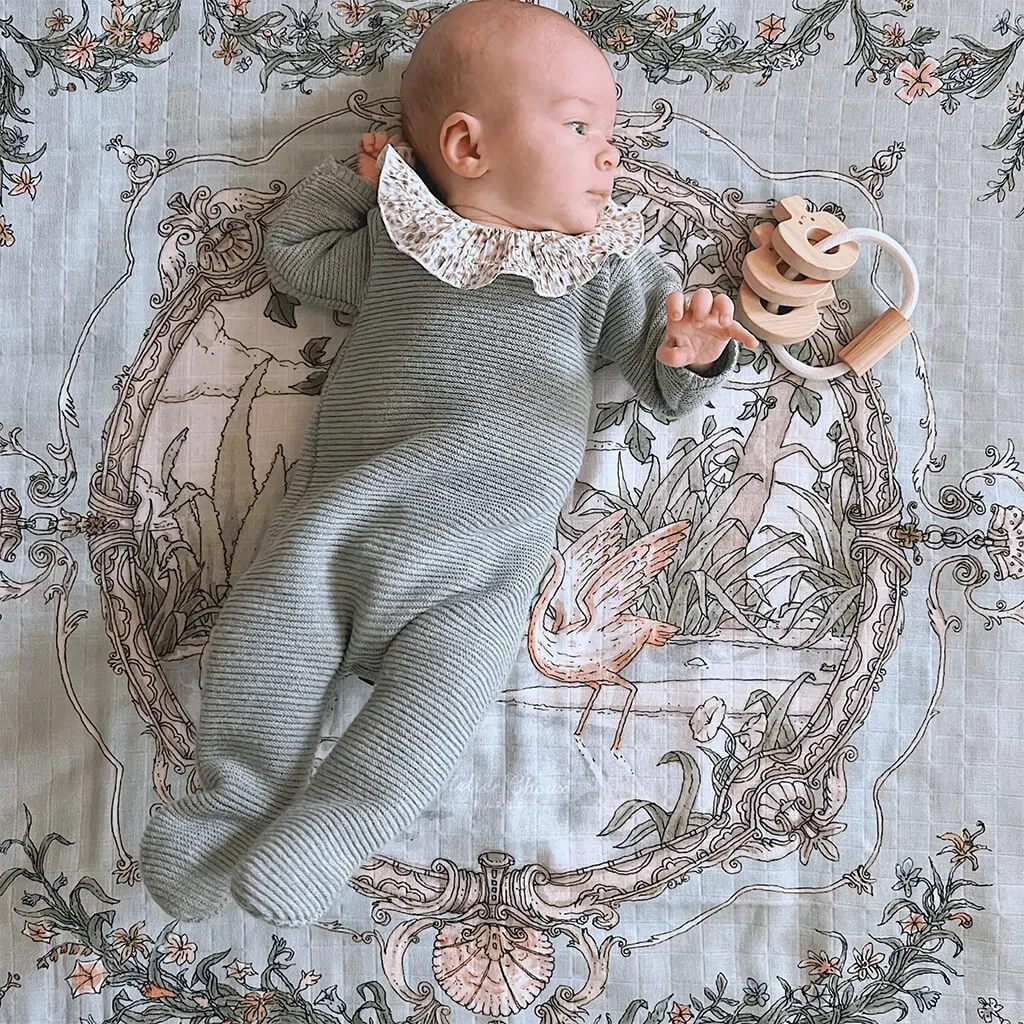 Organic Swaddle Blanket Tapestry Olive Green