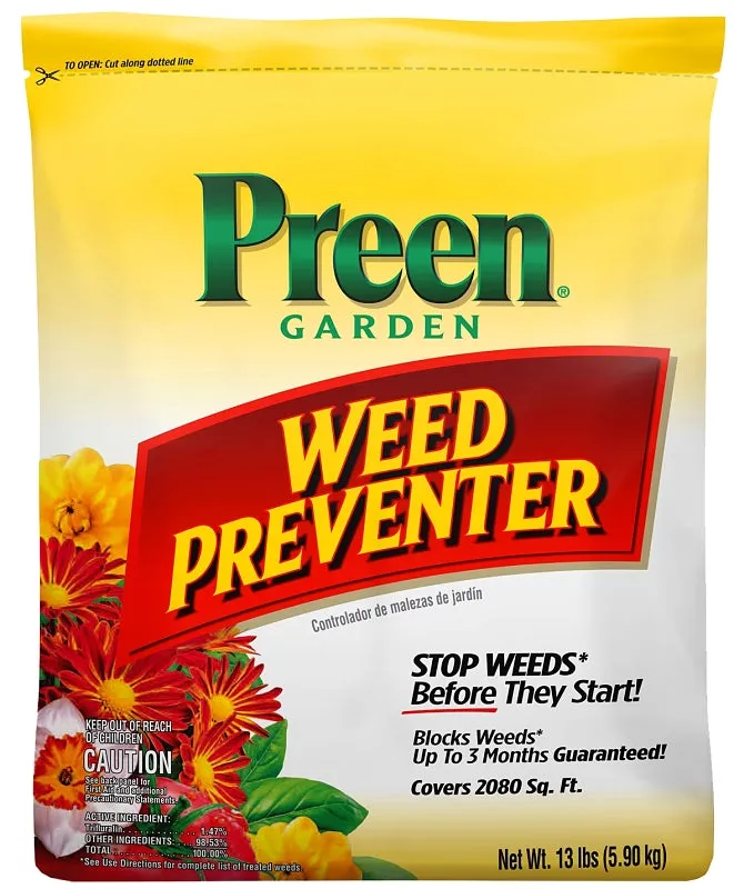 Preen 24-63798 Weed Preventer, Granular Solid, 13 lb :BAG: QUANTITY: 1